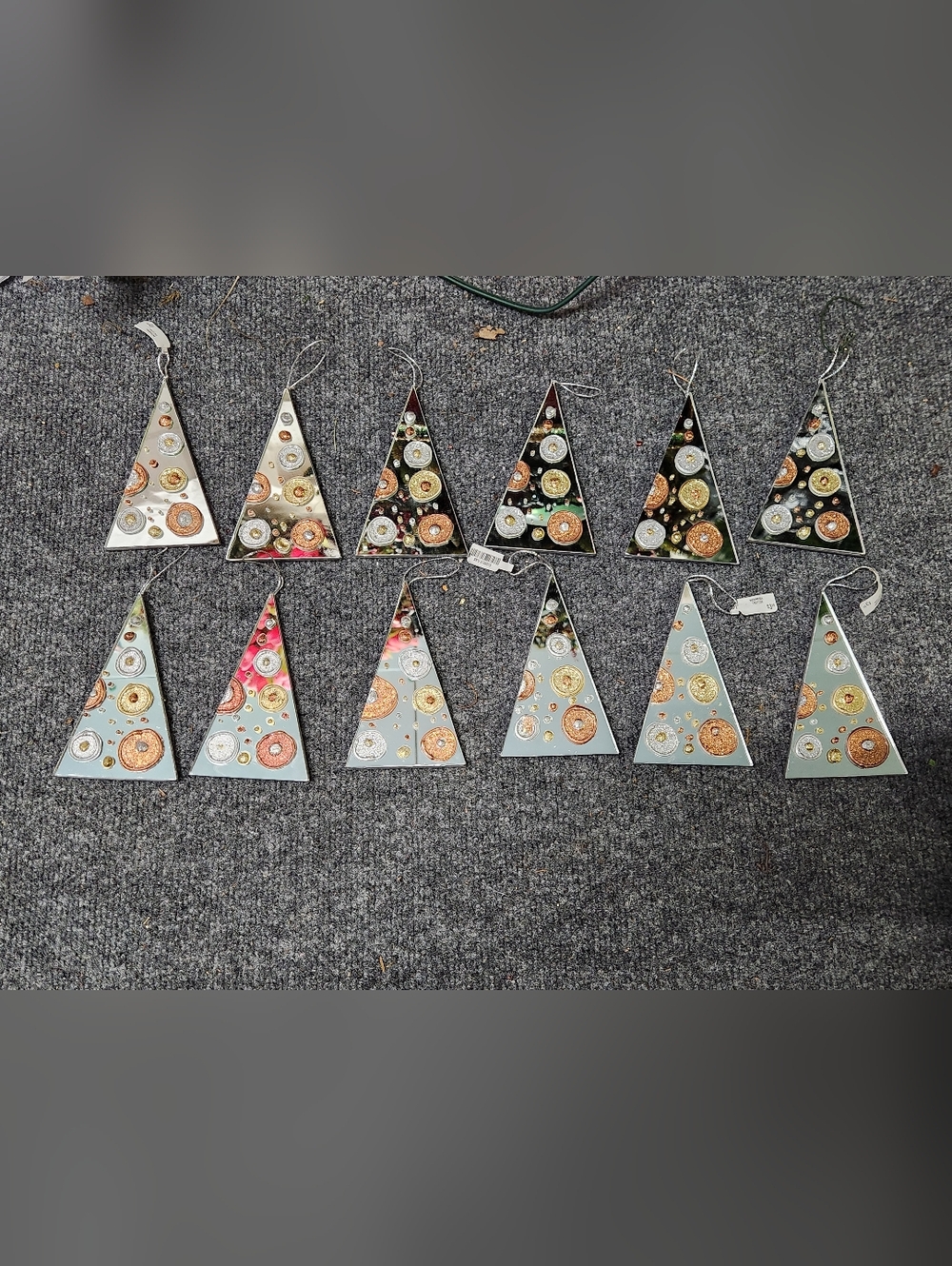 Lot Of 12 Pier 1 One Christmas Tree Mirror Ornaments